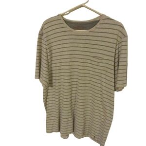 Weatherproof Vintage Gray(lgt-dark) Horizontal Striped Pocket Comfy Tee XL